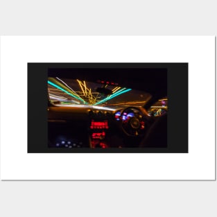 Speeding Car Flashing Lights Posters and Art